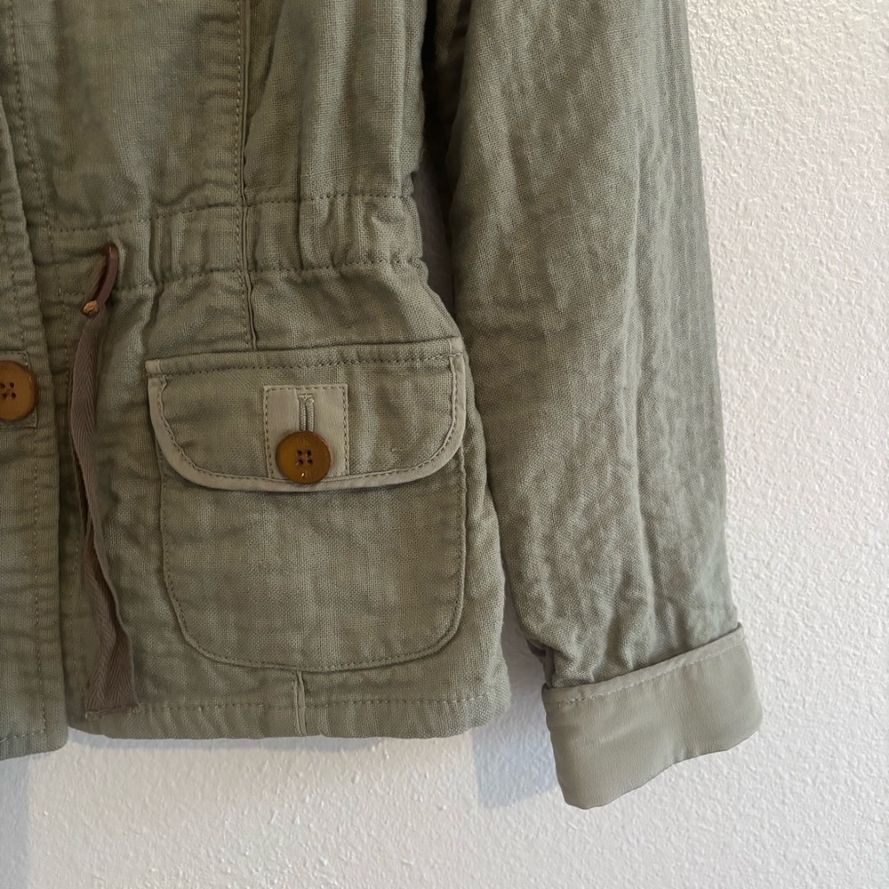 Banana Republic Heritage Olive Green Utility Safari Crinkle Jacket Silk Trim XS - Picture 5 of 15